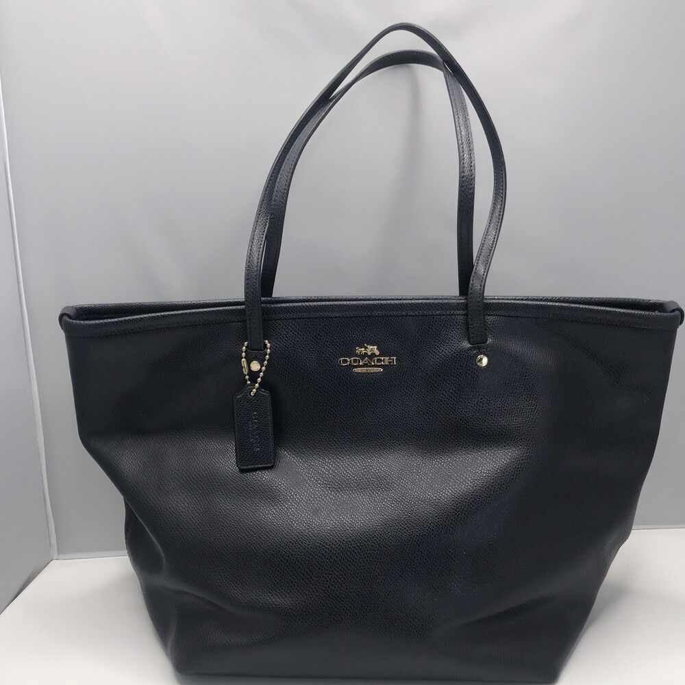 Coach New York Horse & Carriage Pebbled Leather Tote Blue Zipper Great Condition - Picture 7 of 13